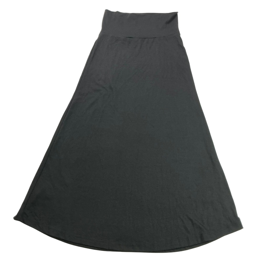 Falls Creek Black Maxi Skirt Kids Size S 6/6X Foldover Waist Jersey Stretch